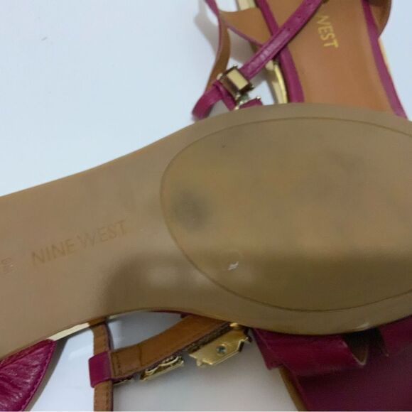 Nine West Shoes Purple Leather Sandal Flats Size 8 M with Gemstones - Picture 8 of 10